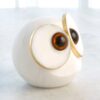 White Round Alabaster Owl Ornament