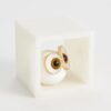 White Round Alabaster Owl Ornament