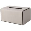 Grey Leather Tissue Box