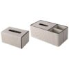 Grey Leather Tissue Box