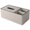 Grey Leather Tissue Box