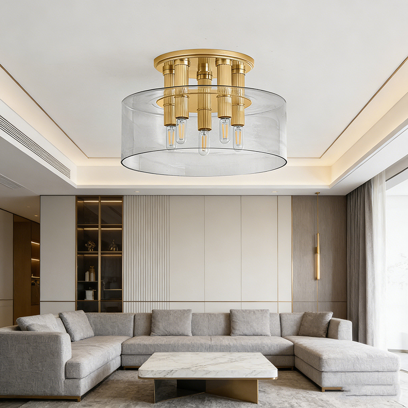 Art Deco Style Semi-Flush Mount Ceiling Light - Image 4