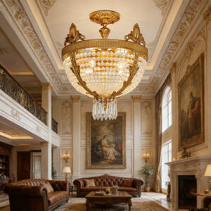 Luxury Vintage Brass & Crystal Flush Mount Ceiling Light Collection