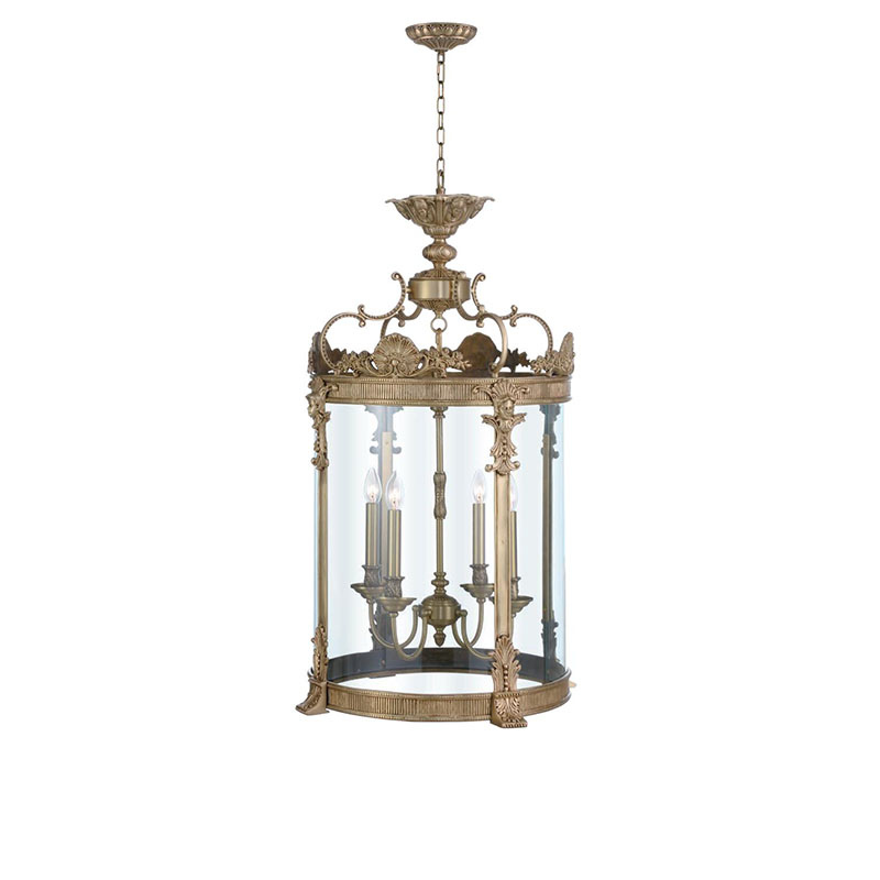 Antique Brass & Glass Lantern Pendant Set - Image 3