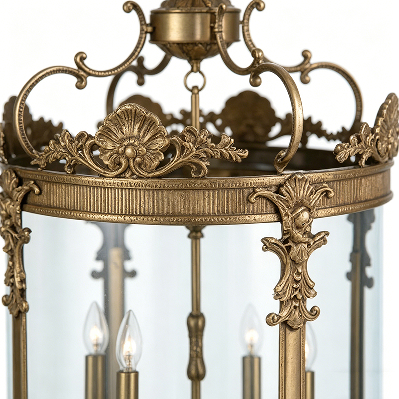 Antique Brass & Glass Lantern Pendant Set - Image 2
