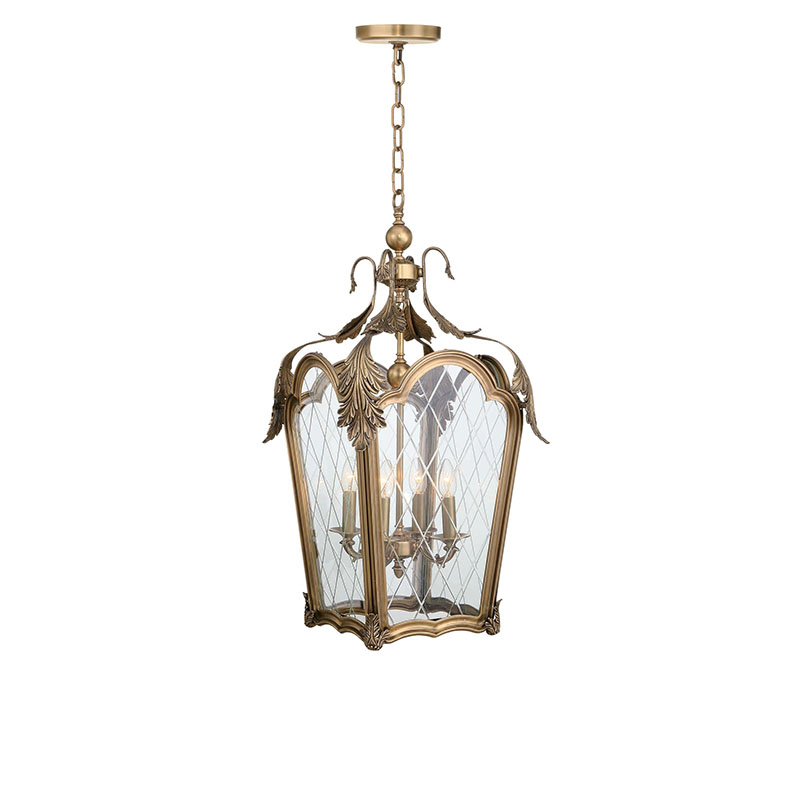 Antique Brass & Glass Lantern Pendant Set - Image 6