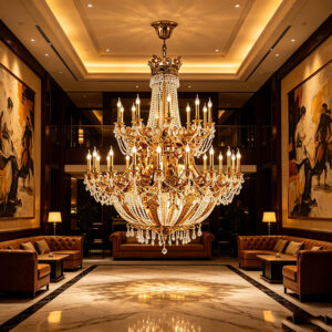 Regal Brass & Crystal Empire Chandelier