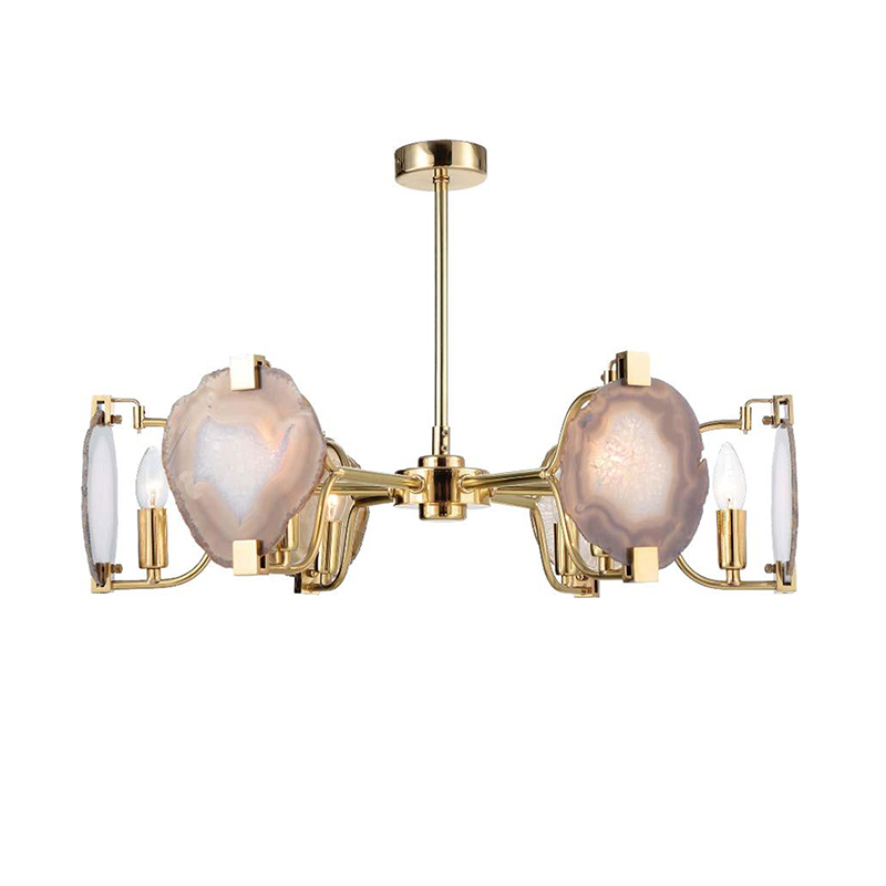 Brass & Natural Agate Slice Chandelier Collection - Image 6