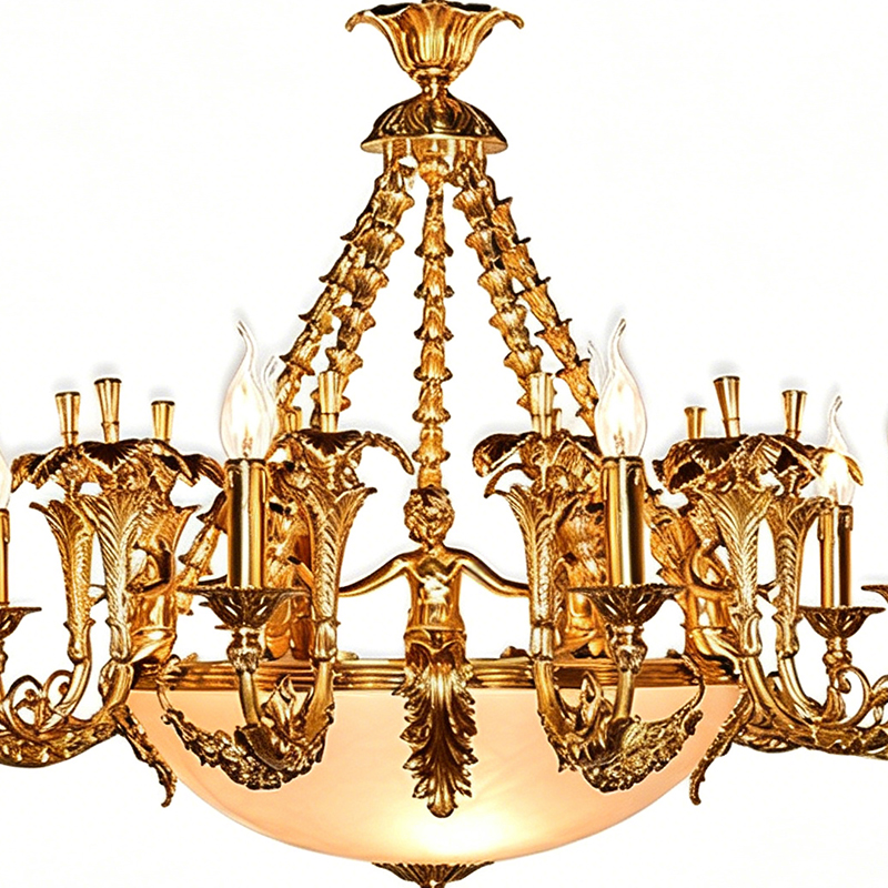 Gilded Brass & Alabaster Bowl Chandelier Trio - Image 8