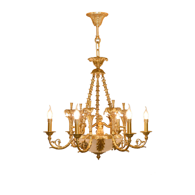 Gilded Brass & Alabaster Bowl Chandelier Trio - Image 3