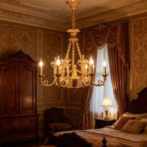 Gilded Brass & Alabaster Bowl Chandelier Trio