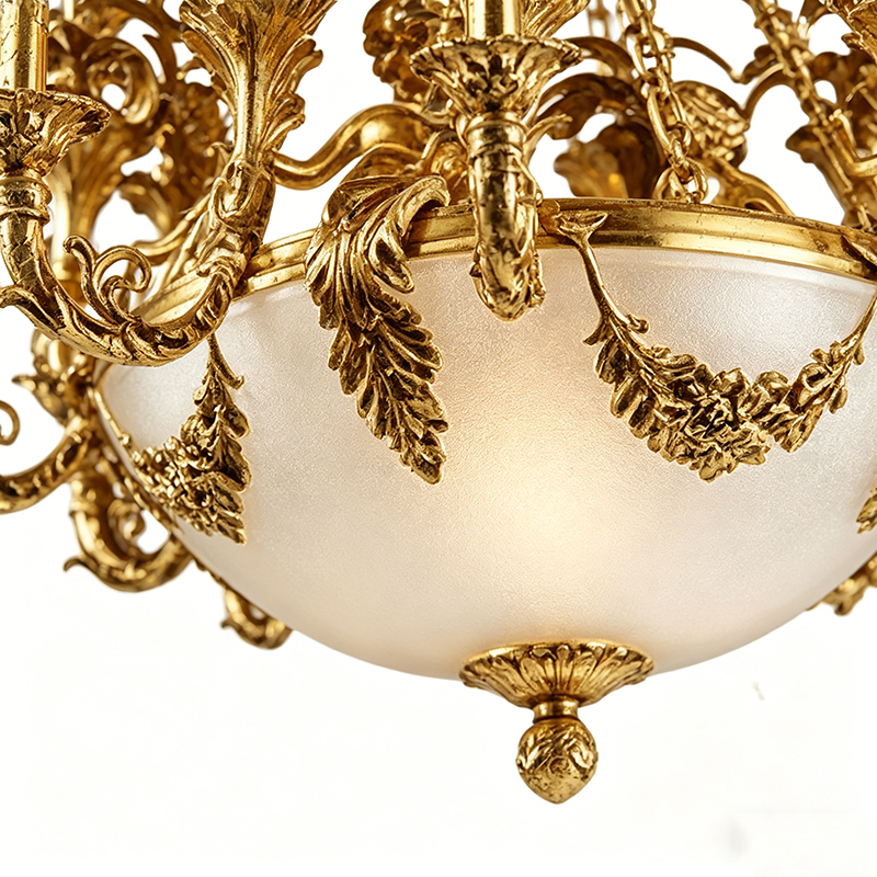 Gilded Brass & Alabaster Bowl Chandelier Trio - Image 5