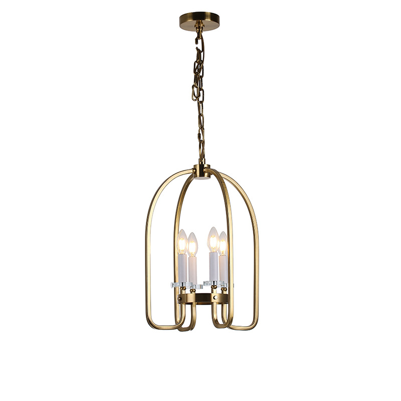 Modern Brass Cage Pendant Light Duo - Image 4