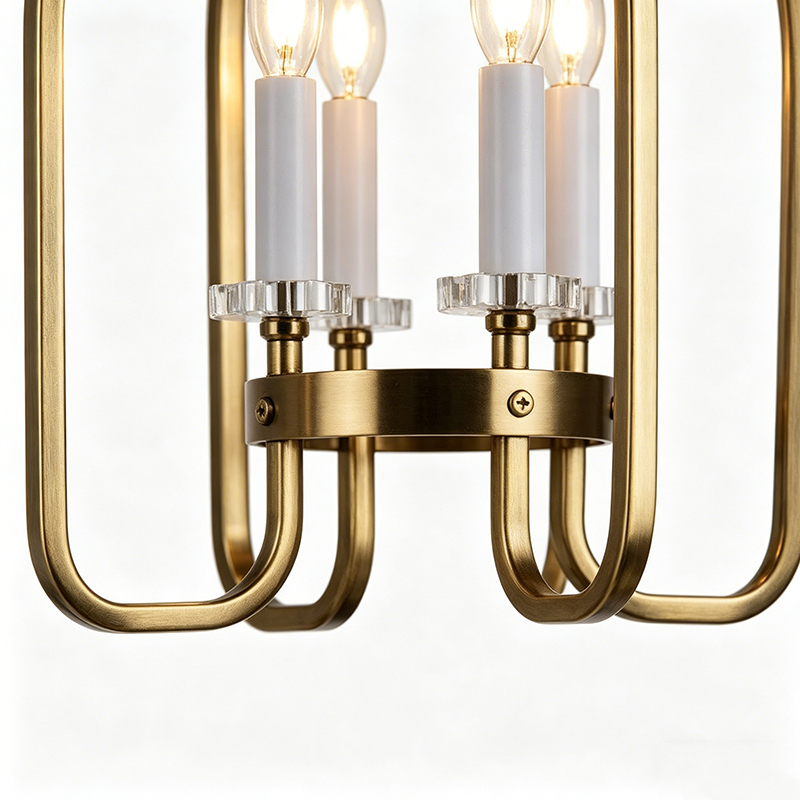 Modern Brass Cage Pendant Light Duo - Image 3