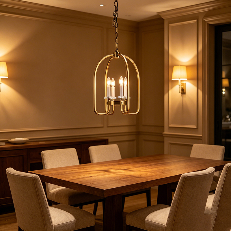 Modern Brass Cage Pendant Light Duo - Image 2