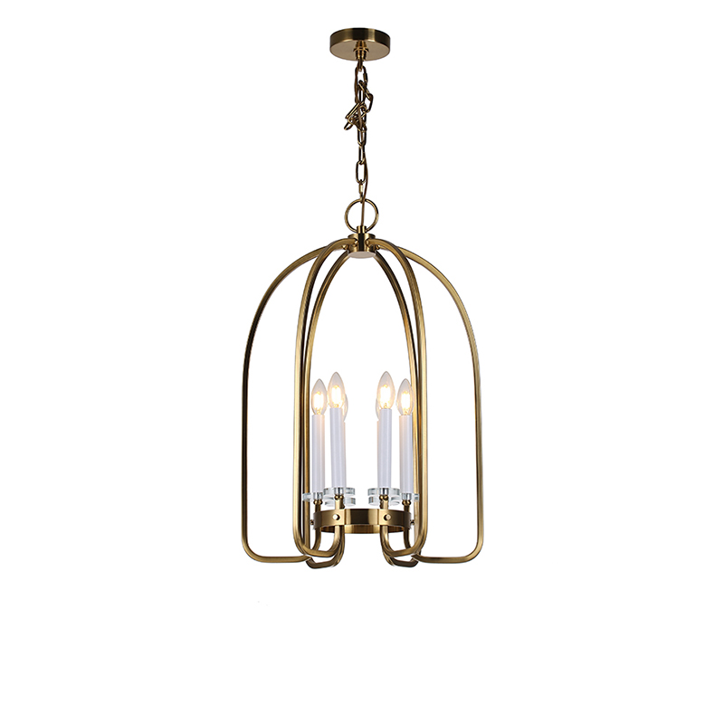 Modern Brass Cage Pendant Light Duo - Image 8