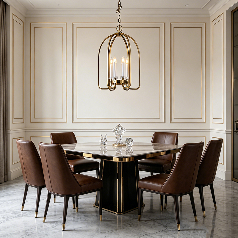 Modern Brass Cage Pendant Light Duo - Image 6