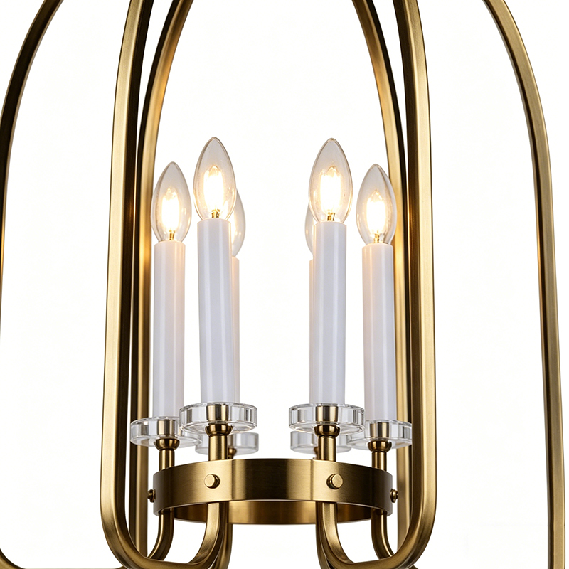 Modern Brass Cage Pendant Light Duo - Image 7