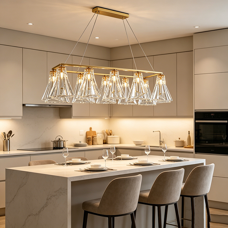 Modern Geometric Brass & Crystal Chandelier Series - Image 7