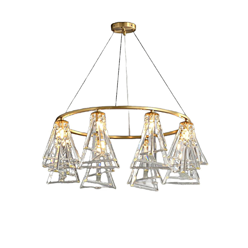 Modern Geometric Brass & Crystal Chandelier Series - Image 3