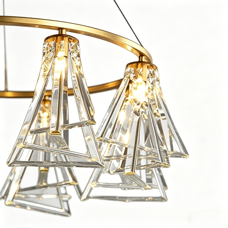 Modern Geometric Brass & Crystal Chandelier Series - Image 2