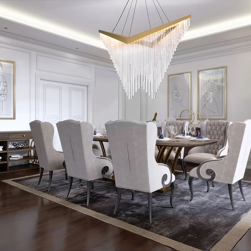 Geometric Acrylic Fringe Chandeliers Duo - Image 2
