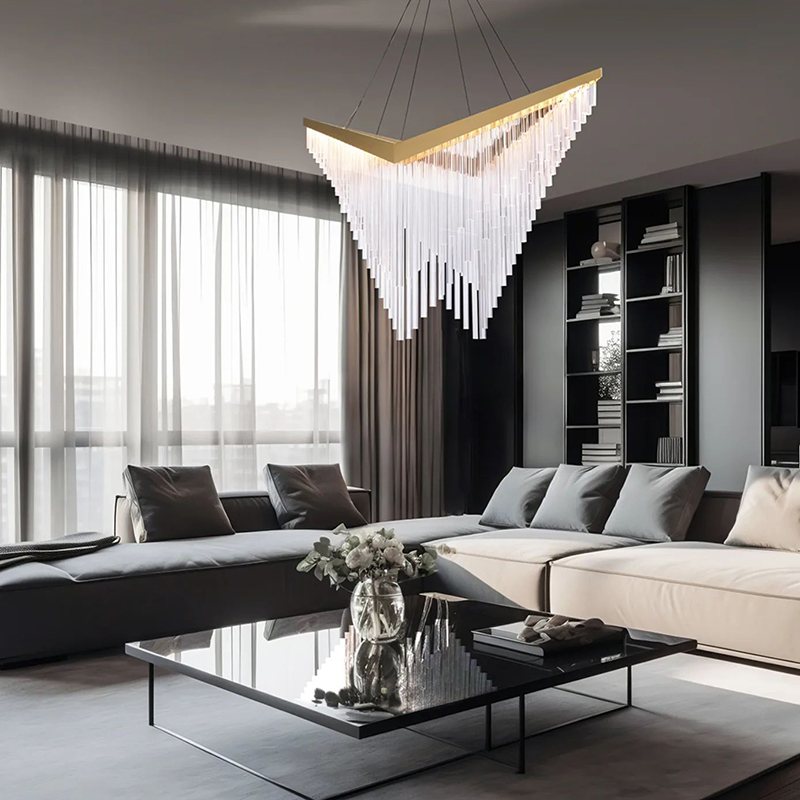 Geometric Acrylic Fringe Chandeliers Duo
