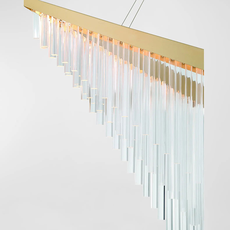 Geometric Acrylic Fringe Chandeliers Duo - Image 3