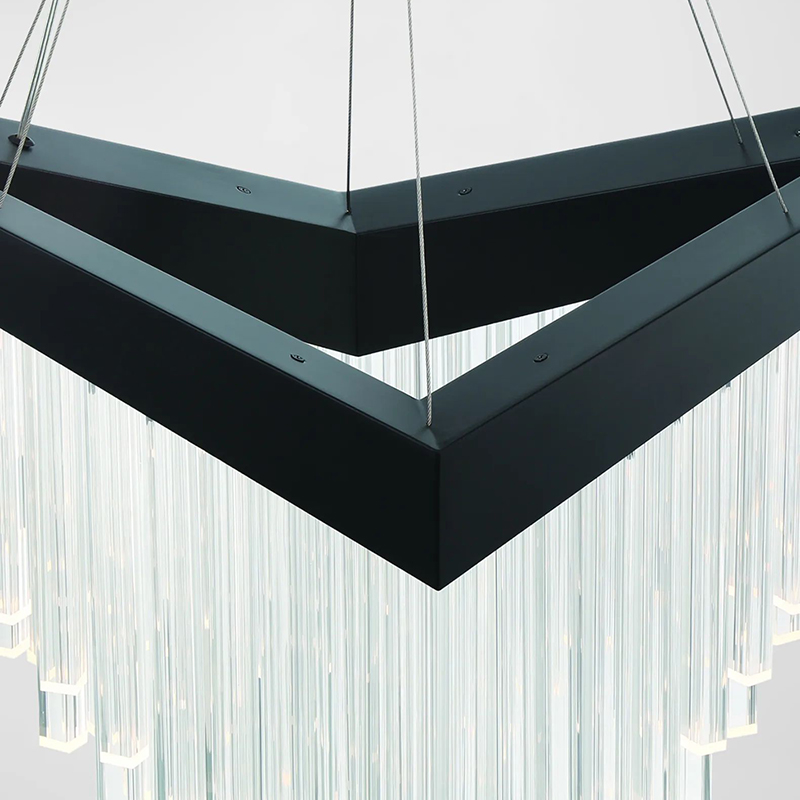 Geometric Acrylic Fringe Chandeliers Duo - Image 6