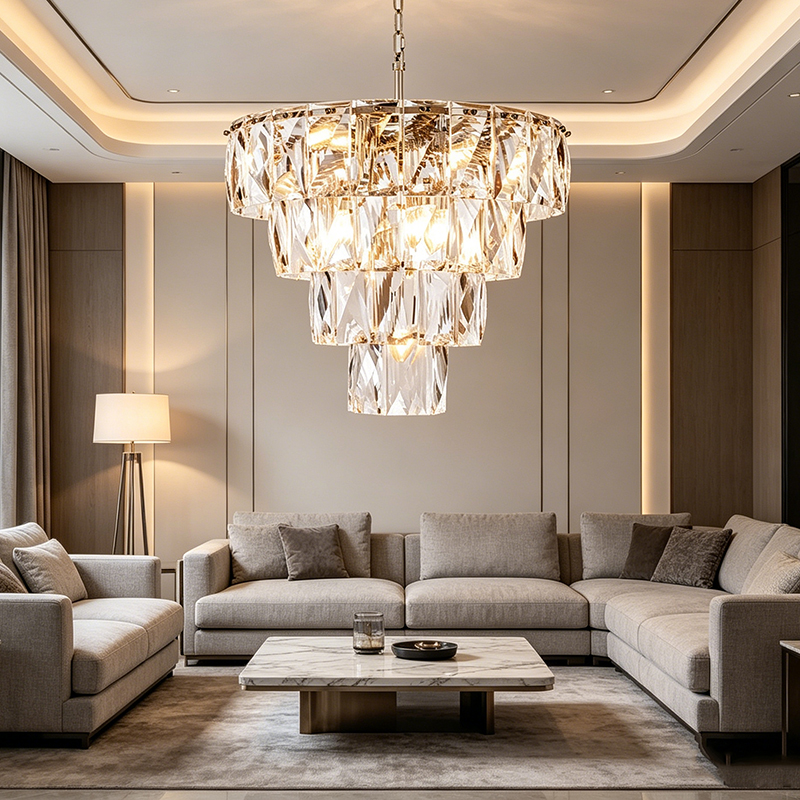 Tiered Crystal & Iron Chandelier Series