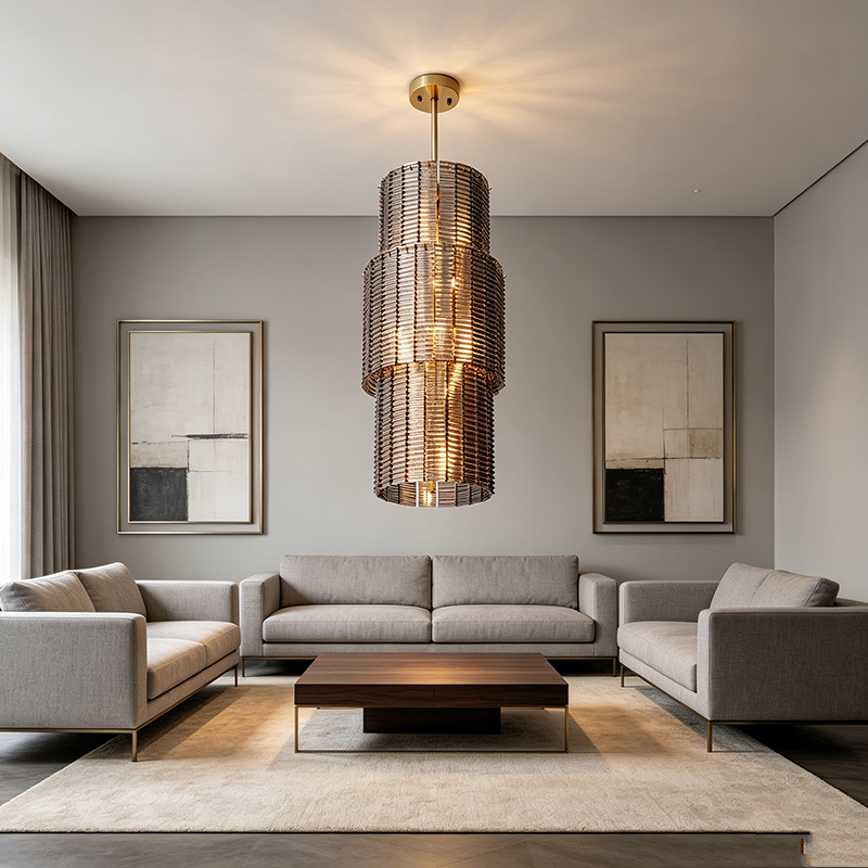 Tiered Ribbed Glass Pendant Duo - Image 4