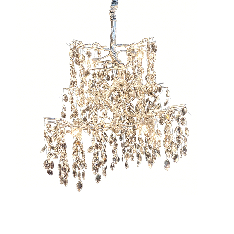 Twig-Inspired Aluminum Chandelier With Crystals - Image 3
