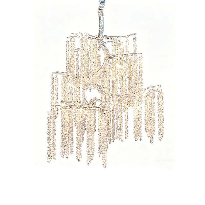 Willow Branch Aluminum Chandelier With Crystal Strands - Image 3