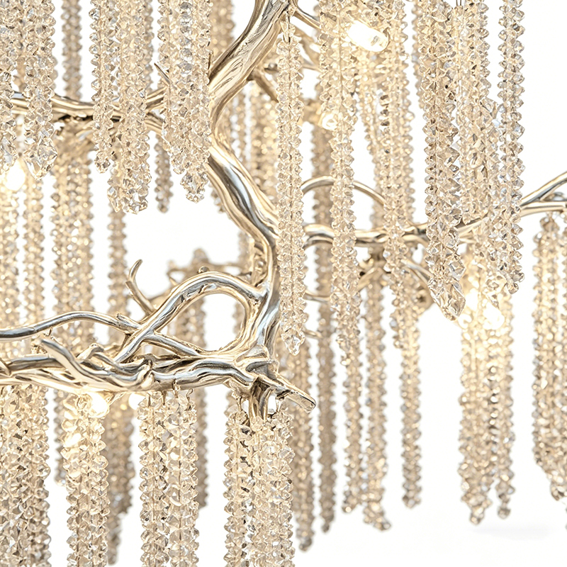 Willow Branch Aluminum Chandelier With Crystal Strands - Image 2