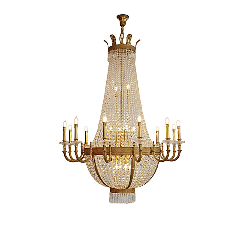 Empire-Style Brass & Crystal Basket Chandelier - Image 6