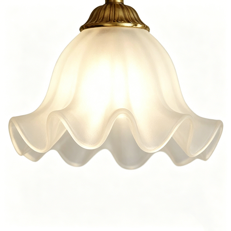 Ornate Vintage Brass & Frosted Glass Pendant Lights, French Rococo Style Hanging Fixtures - Image 3