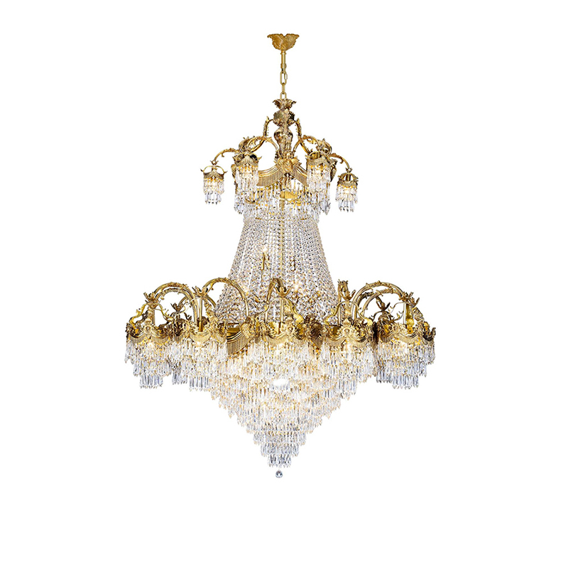 Ornate Baroque Brass & Crystal Palace Chandelier - Image 3