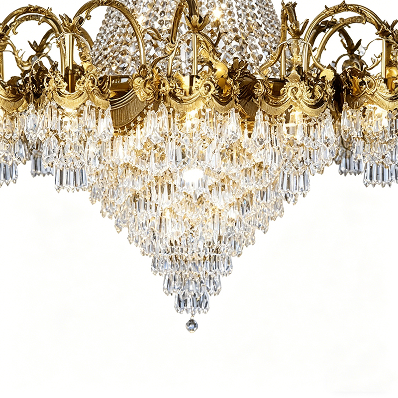 Ornate Baroque Brass & Crystal Palace Chandelier - Image 2