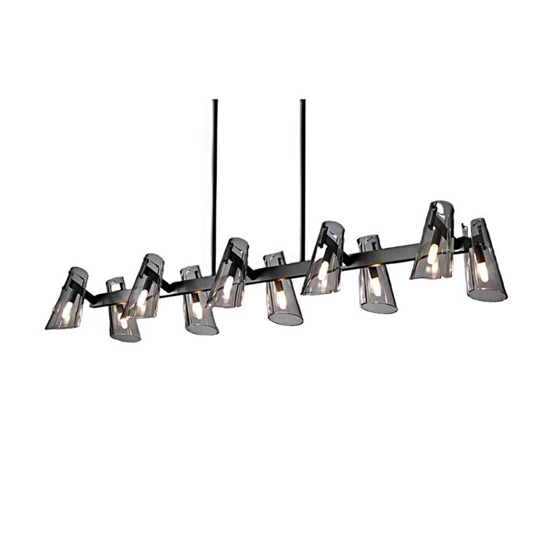 Modern Black Metal Chandelier Series With Tapered Clear Shades - Image 12