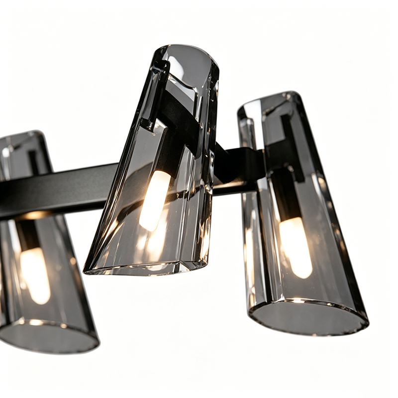 Modern Black Metal Chandelier Series With Tapered Clear Shades - Image 11