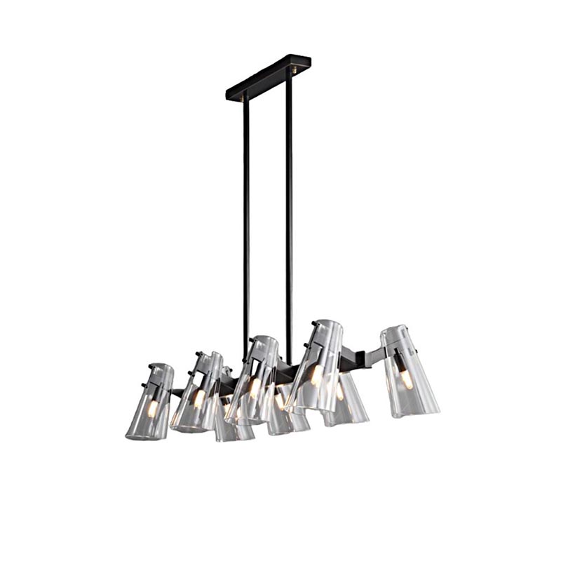 Modern Black Metal Chandelier Series With Tapered Clear Shades - Image 9
