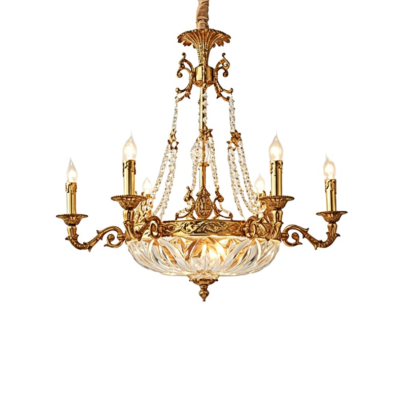 Classic Brass & Cut Glass Chandelier Duo - Image 3