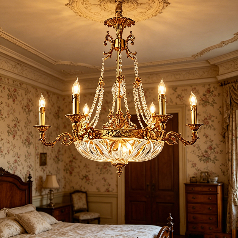 Classic Brass & Cut Glass Chandelier Duo
