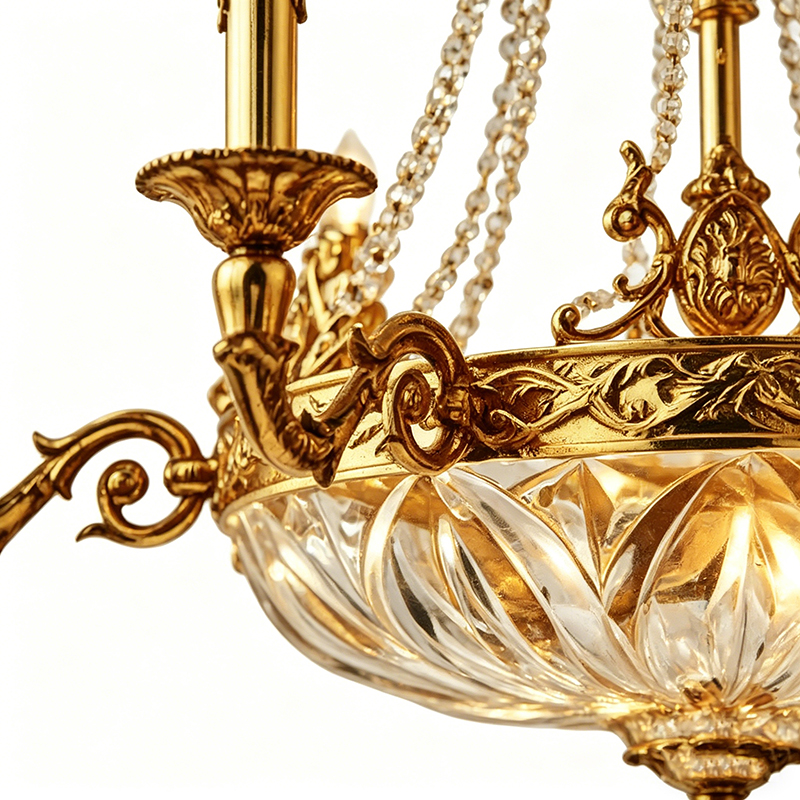 Classic Brass & Cut Glass Chandelier Duo - Image 2