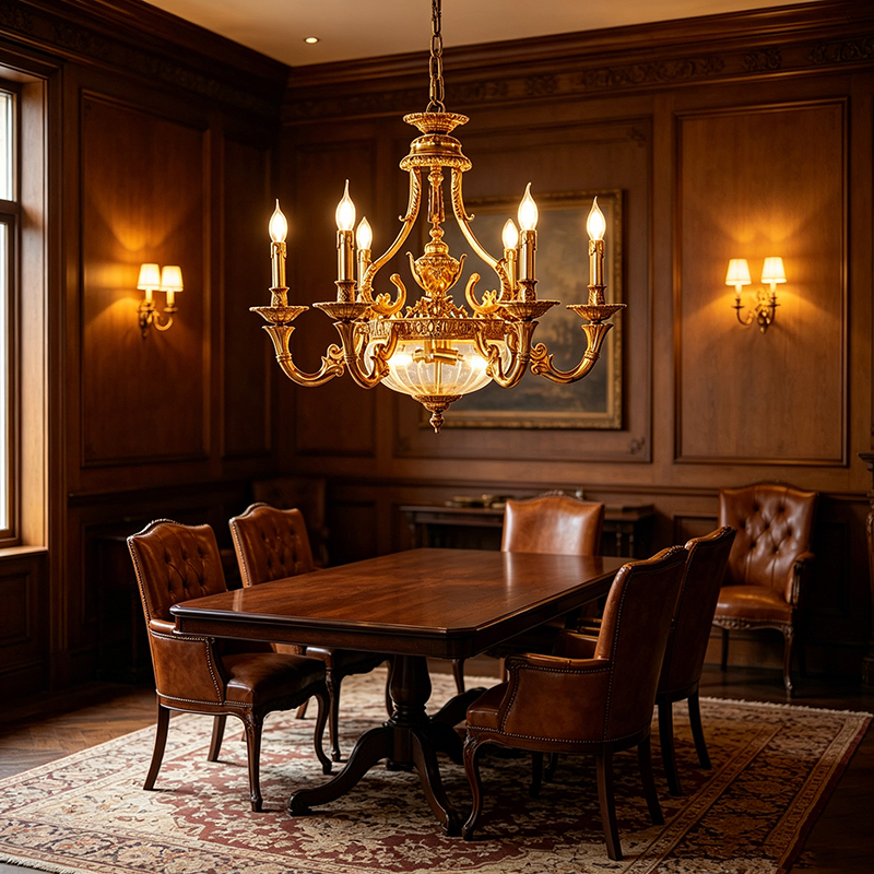 Ornate Brass & Fluted Glass Chandelier Duo