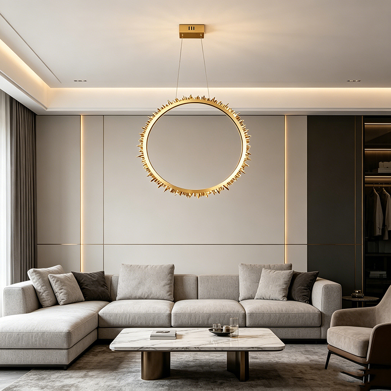 Brass Ring & Natural Crystal LED Chandelier Series - Image 2