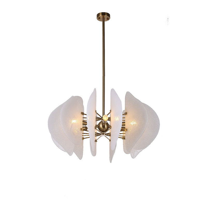 Textured White Glass Petal Chandelier Set - Image 6