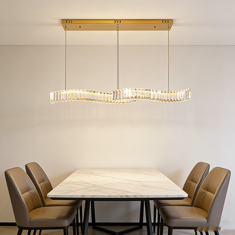 Luxury Wavy Crystal Linear Pendant Light - Image 4