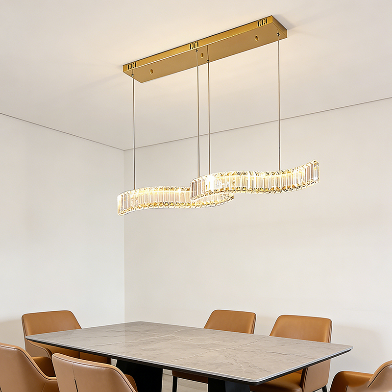 Luxury Wavy Crystal Linear Pendant Light - Image 3