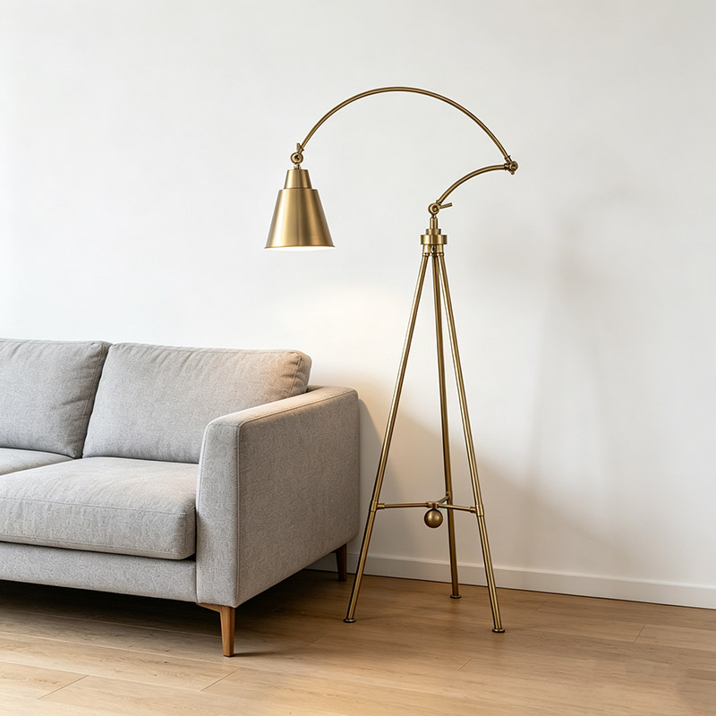 Vintage Tripod Brass Balance-Arm Task Floor Lamp